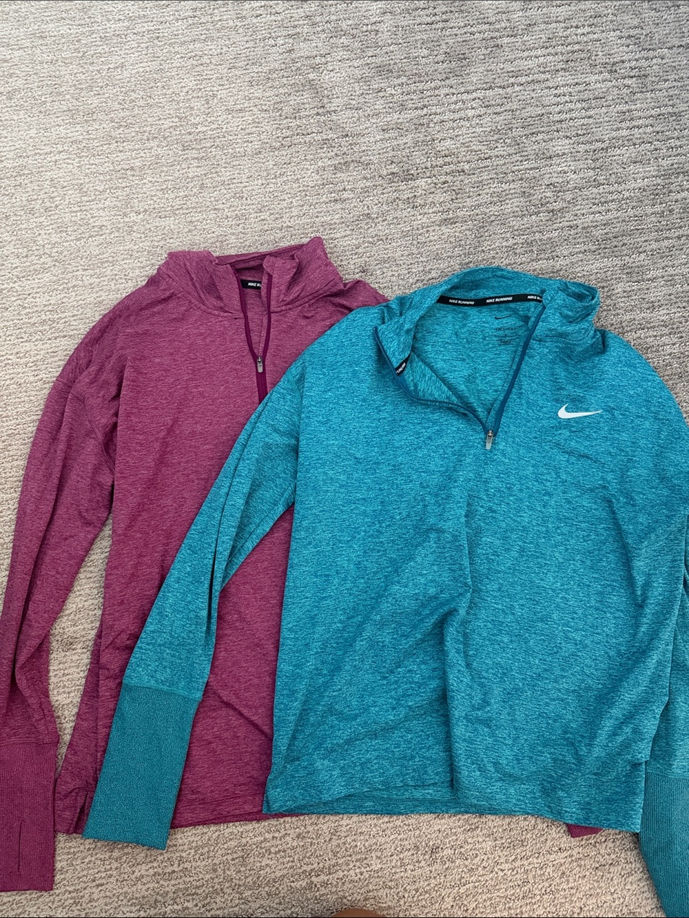 Nike women’s Teal and Plum Half-Zip Active Sweaters
